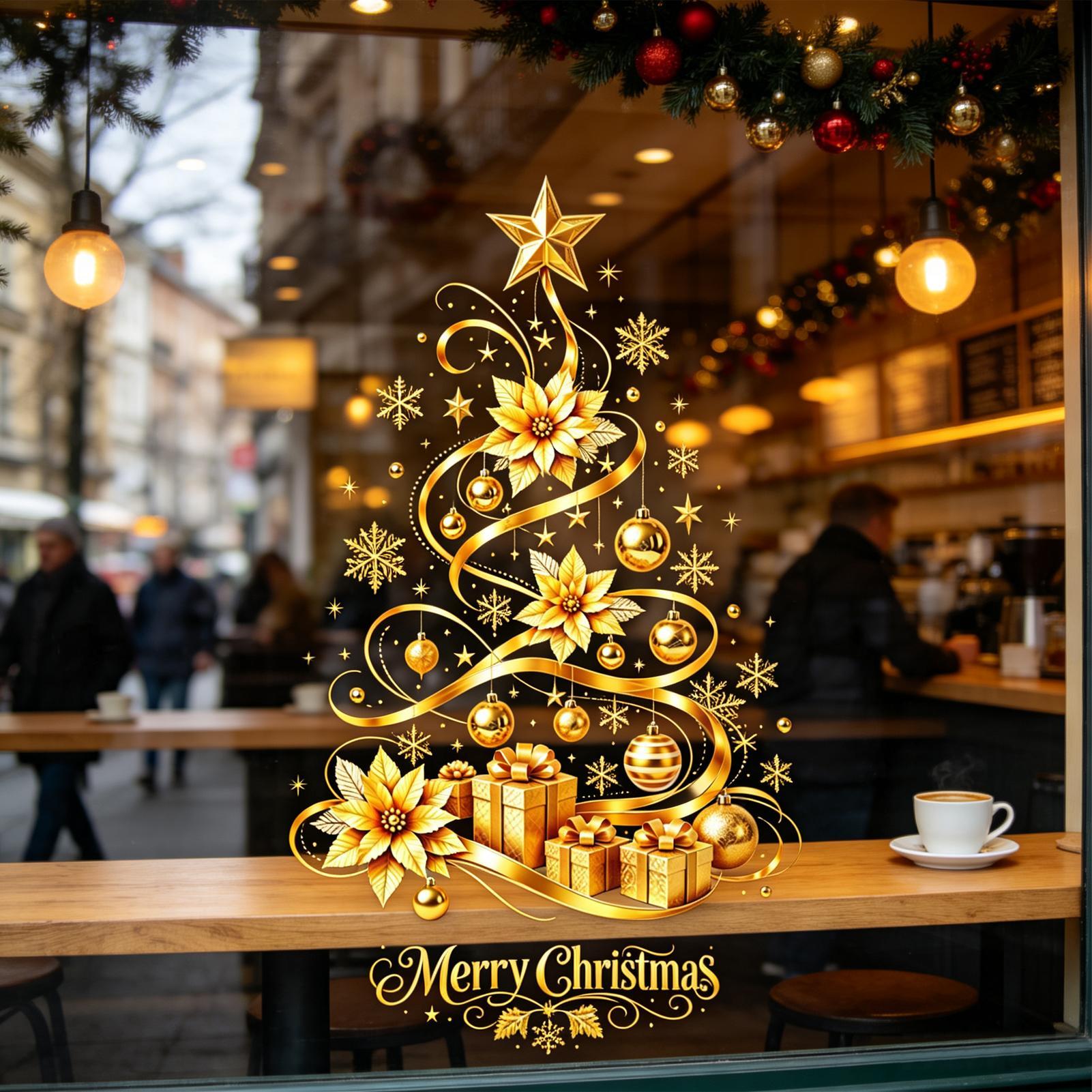 Snowflake Window Decal - Autocollants muraux pour sapin de Noël,