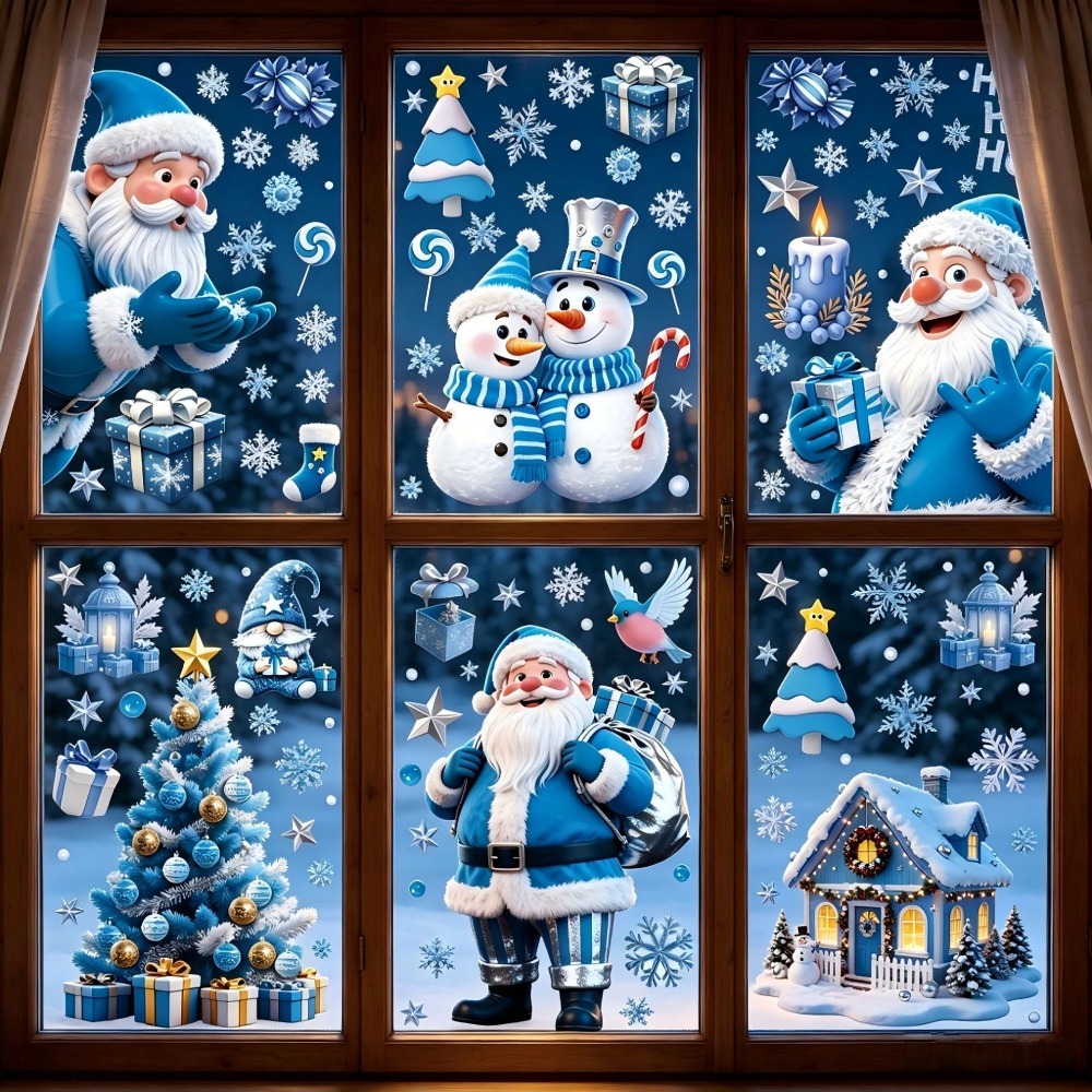 Snowflake Window Decal - Autocollants de Noël pour fenêtres, bonhomme